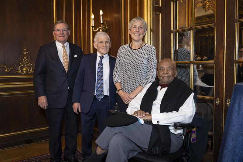 Prize winners Robert Lerman, Jody Lewen, and Edmund Gordon standing with Harold McGraw Jr.