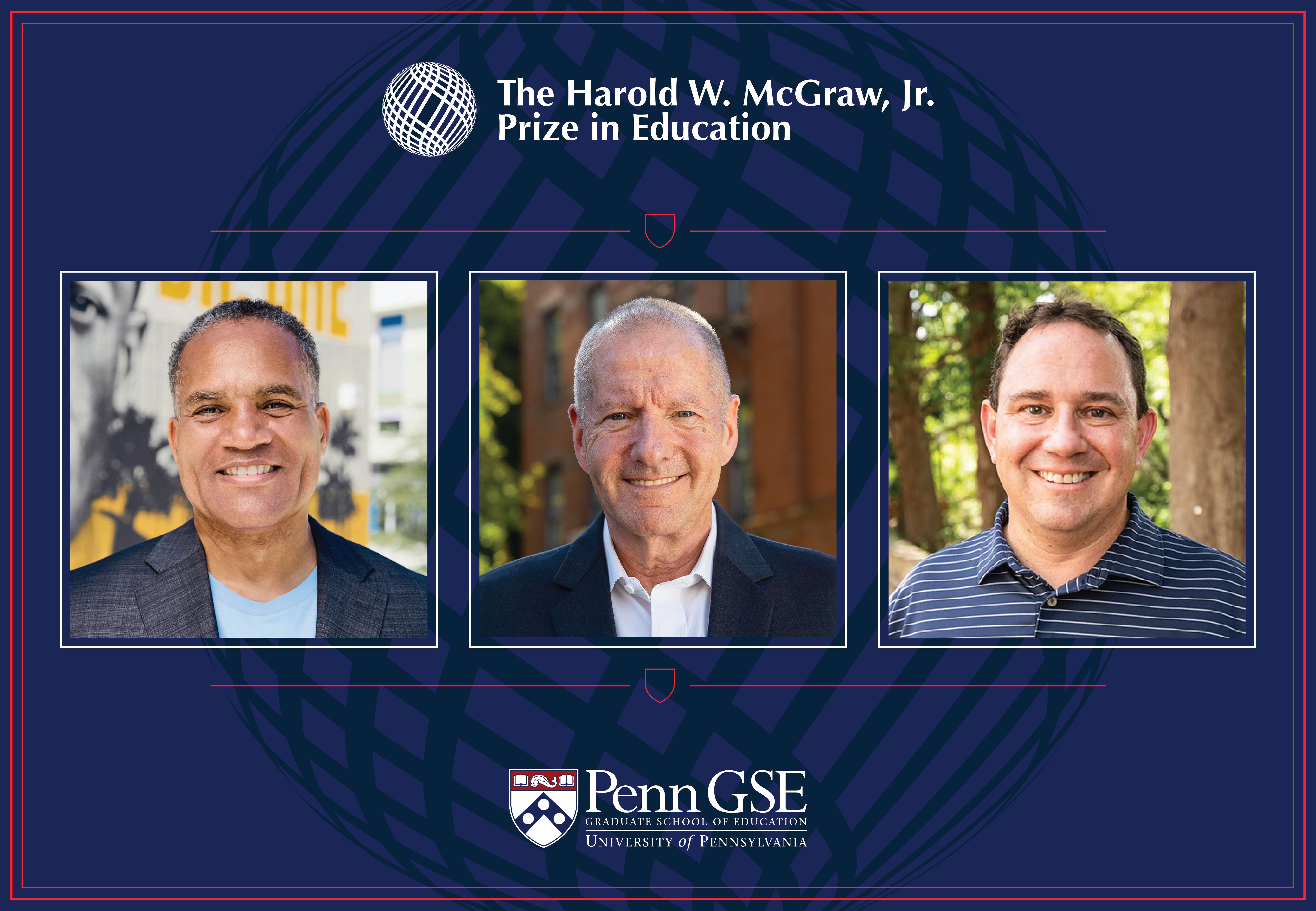 Headshots of the 2026 McGraw Prize winners, from left: Darin Brawley, Shai Reshef, and Michael Webber.