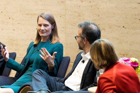 Christine Cunningham speaks as part of a panel at the 2020 McGraw Prize in Education awards ceremony.